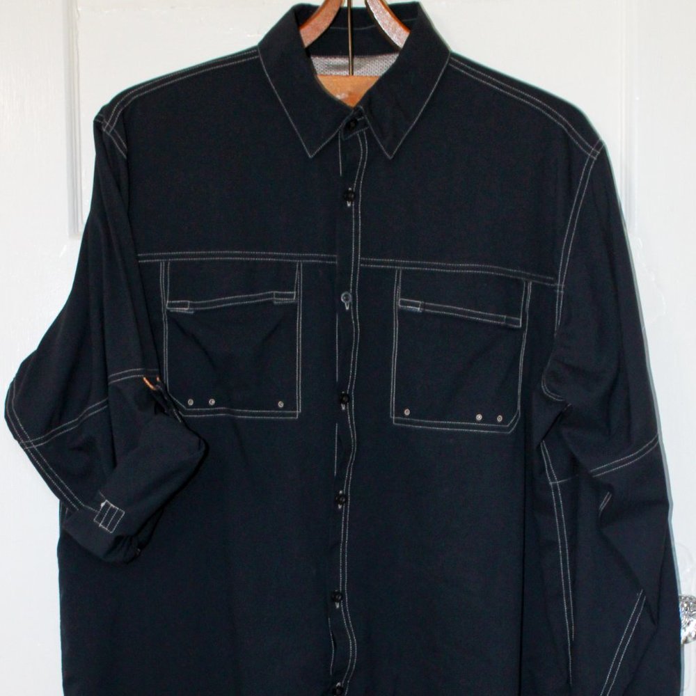 Cabela's Men's Long Sleeve Sports Vented Button Down Shirt Size XL Black